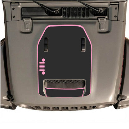 Hood Panel Decal/Sticker - Left Side Grill with Border Graphic Decal Graphic Kit - For Jeep JL JLU 392 2018 - Premium Vinyl