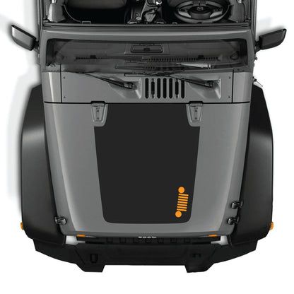 Right side Jeep Wrangler JK JKU hood decal graphic kit by CarCode, featuring premium vinyl hood panel sticker with bold design.