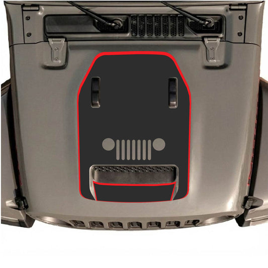 Hood Panel Decal/Sticker - Center Grill with Border Graphic Decal Graphic Kit - For Jeep JL JLU 392 2018 - Premium Vinyl