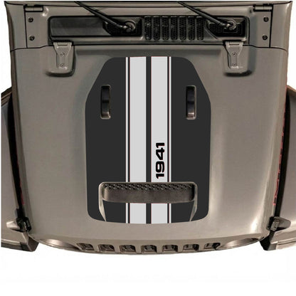 Hood Panel Decal/Sticker - 1941 Stripes Graphic Decal Graphic Kit - For Jeep JL JLU 392 2018 - Premium Vinyl