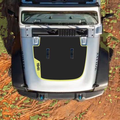 Hood Panel Decal/Sticker - Left Side 1941 with Border Graphic Decal Graphic Kit - For Jeep JL JLU Sahara 2018-2025 - Premium Vinyl