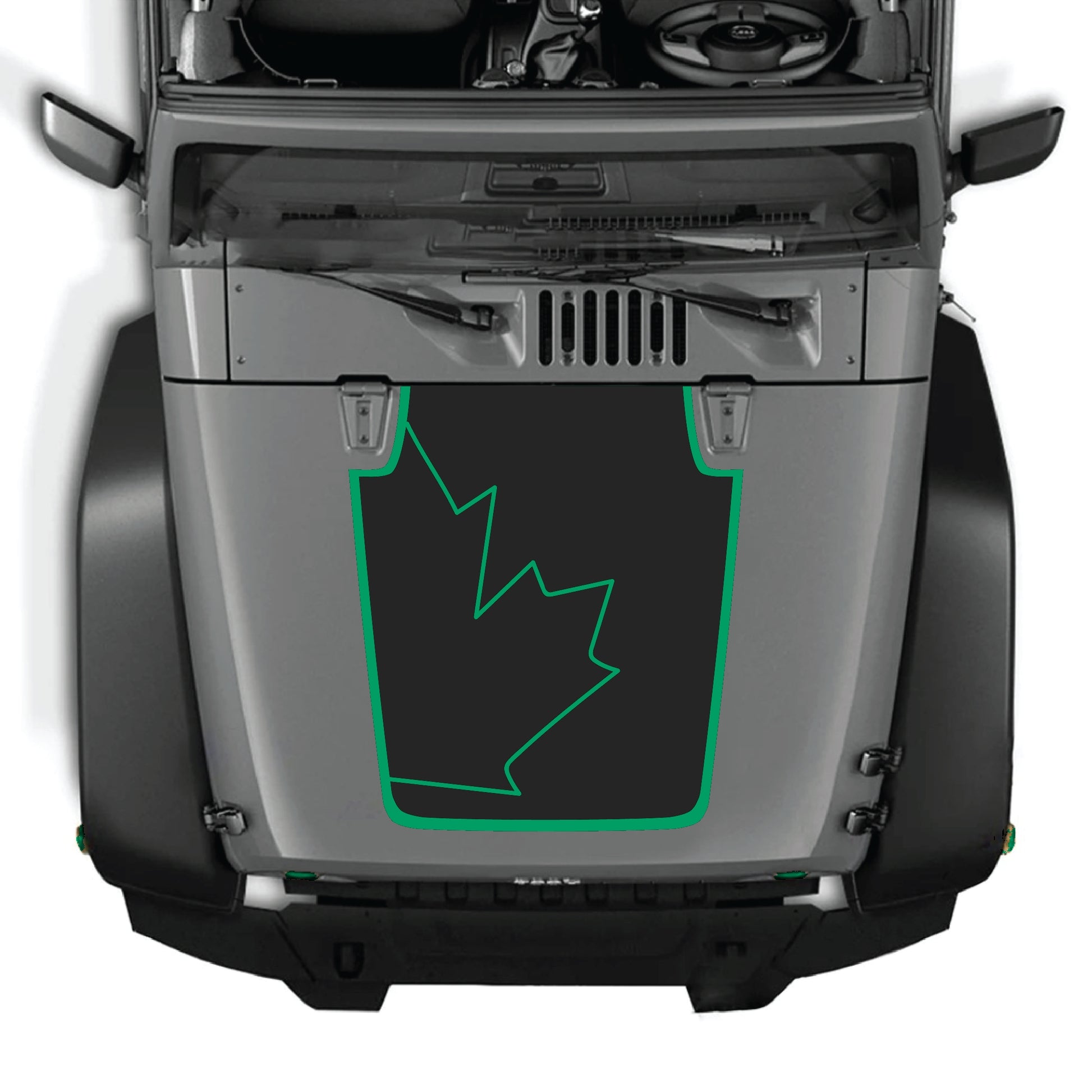 Canada full leaf hood decal with border for Jeep Wrangler JK JKU 2007-2018, made of premium vinyl by CarCode.
