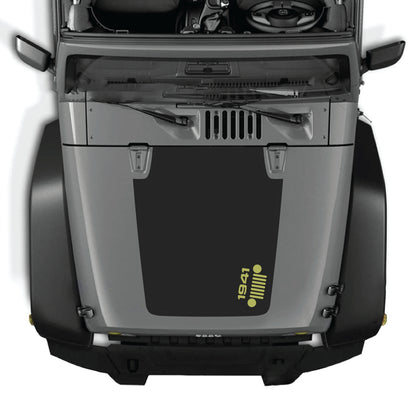 Right side hood decal with 1941 grill graphic for Jeep Wrangler JK JKU 2007-2018, made of premium vinyl by CarCode.
