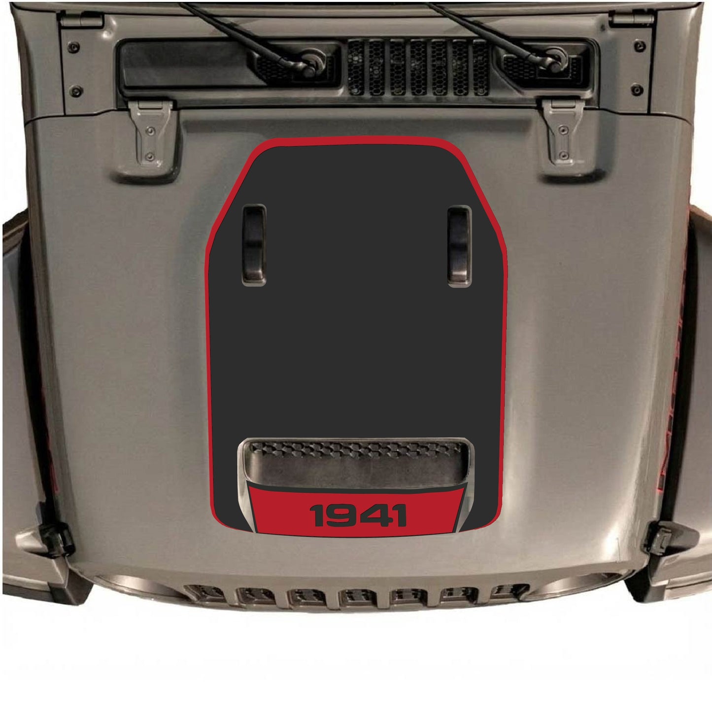 Hood Panel Decal/Sticker - Bottom 1941 with Border Graphic Decal Graphic Kit - For Jeep JL JLU 392 2018 - Premium Vinyl