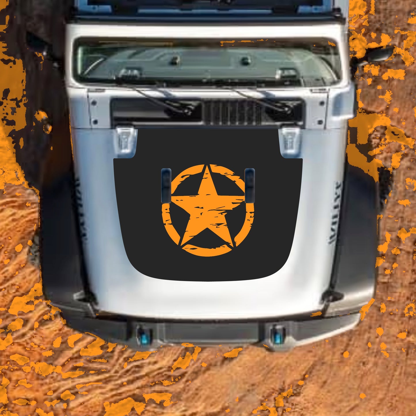 Hood Panel Decal/Sticker - Center Star Graphic Decal Graphic Kit - For Jeep JL JLU Sahara 2018-2025 - Premium Vinyl