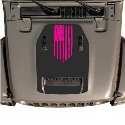 Hood Panel Decal/Sticker - America Flag Graphic Decal Graphic Kit - For Jeep JL JLU 392 2018 - Premium Vinyl