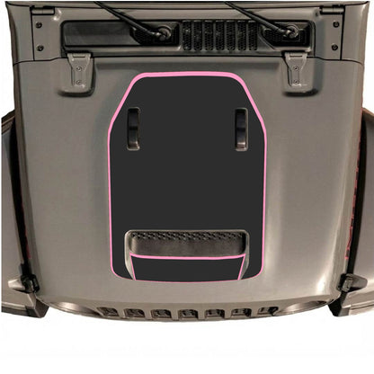 Hood Panel Decal/Sticker - Solid with Border Graphic Decal Graphic Kit - For Jeep JL JLU 392 2018 - Premium Vinyl