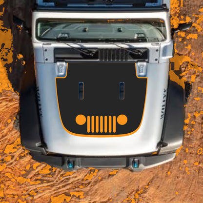 Hood Panel Decal/Sticker - Full Grill with Border Graphic Decal Graphic Kit - For Jeep JL JLU Sahara 2018-2025 - Premium Vinyl