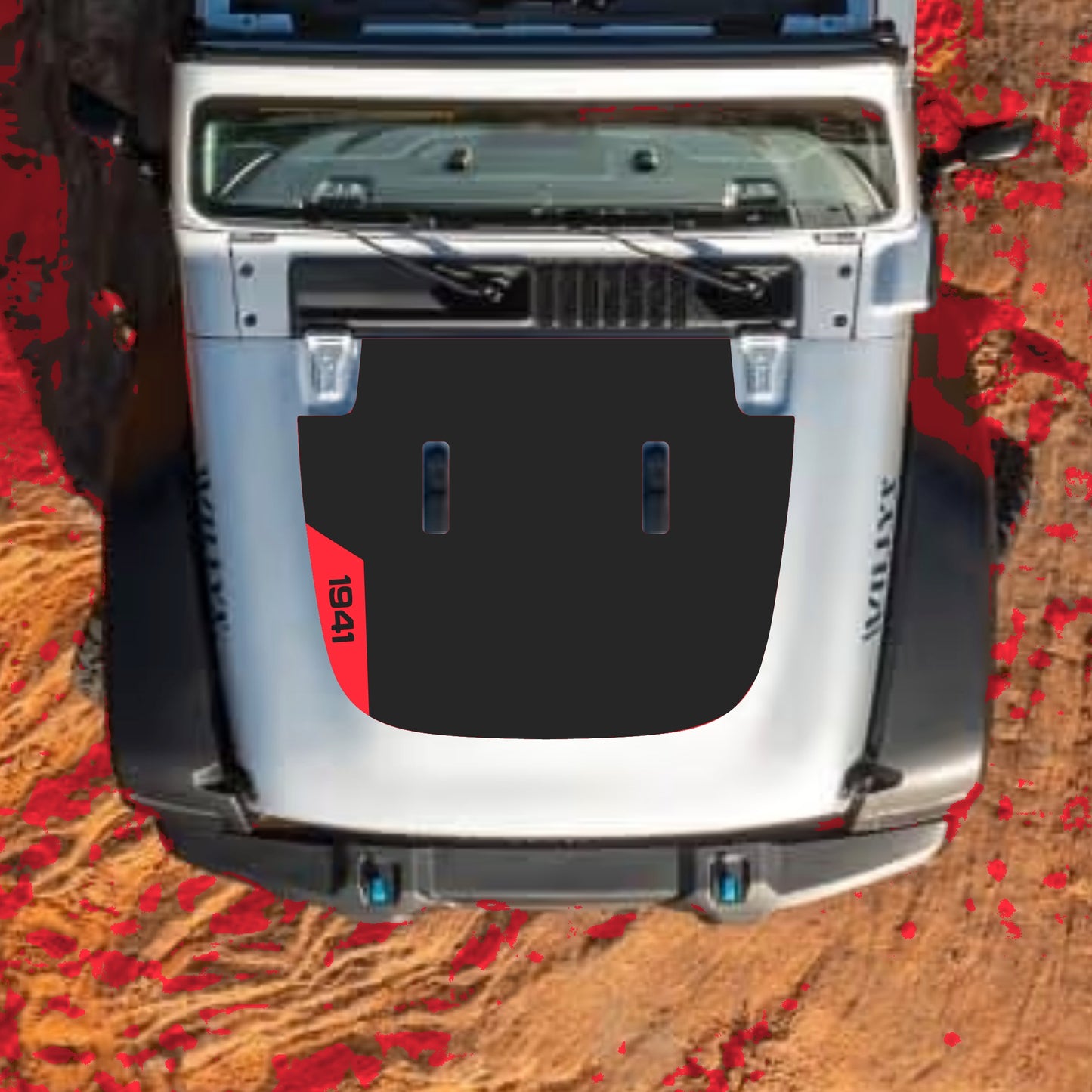 Hood Panel Decal/Sticker - Left Side 1941 Graphic Decal Graphic Kit - For Jeep JL JLU Sahara 2018-2025 - Premium Vinyl