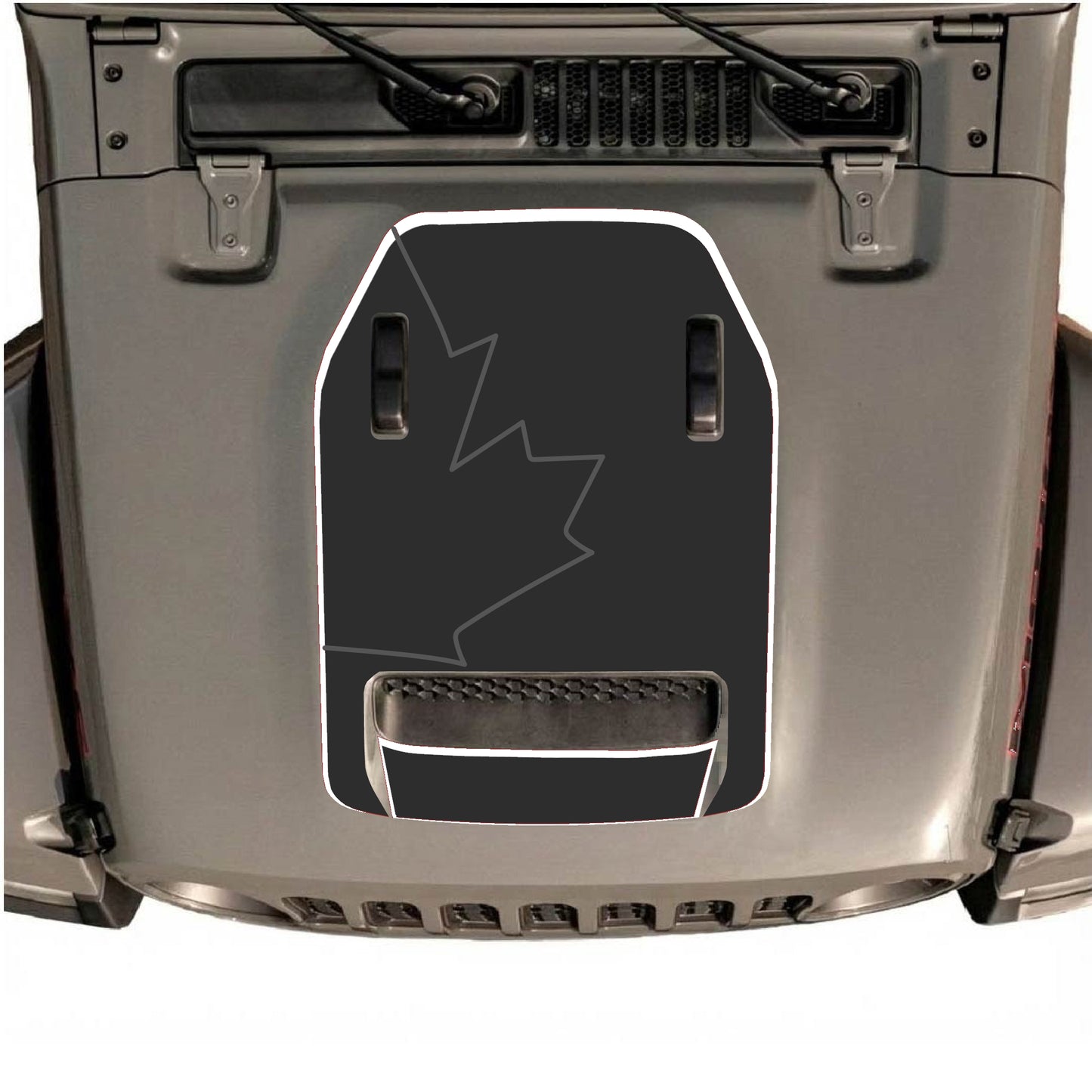 Hood Panel Decal/Sticker - Canada Full Leaf with Border Graphic Decal Graphic Kit - For Jeep JL JLU 392 2018 - Premium Vinyl