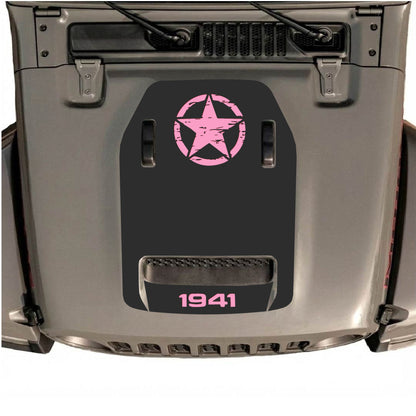 Hood Panel Decal/Sticker - Top Star 1941 Graphic Decal Graphic Kit - For Jeep JL JLU 392 2018 - Premium Vinyl
