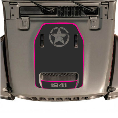 Hood Panel Decal/Sticker - Top Star 1941 with Border Graphic Decal Graphic Kit - For Jeep JL JLU 392 2018 - Premium Vinyl