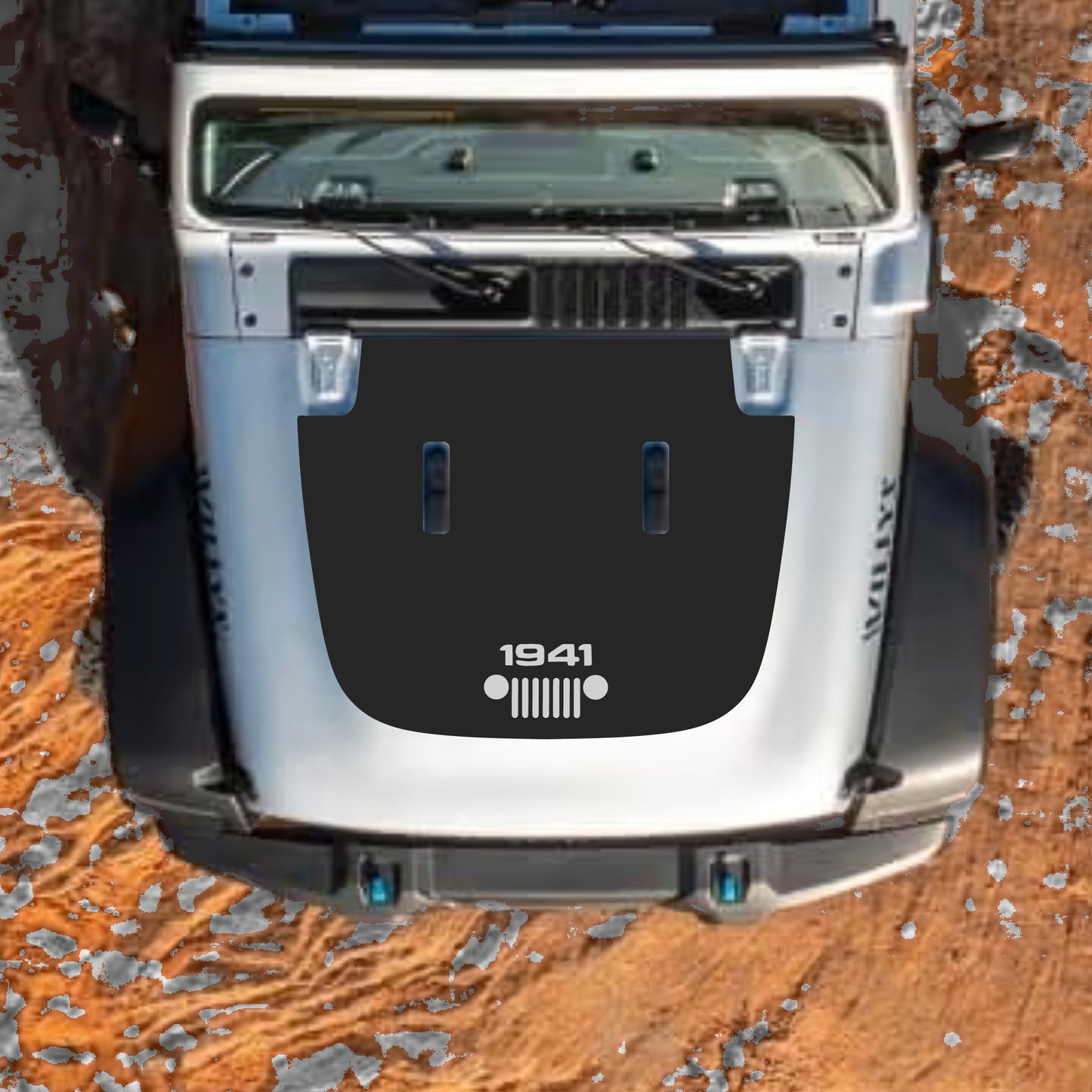 Hood Panel Decal/Sticker - 1941 Grill Graphic Decal Graphic Kit - For Jeep JL JLU Sahara 2018-2025 - Premium Vinyl