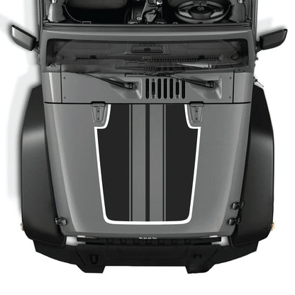alt
Calcomanía para capó CarCode Jeep Wrangler JK JKU con franja negra, kit gráfico de vinilo premium para personalización.