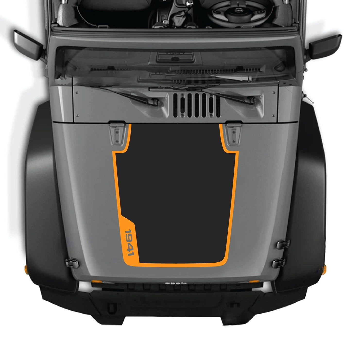Calcomanía de capó lateral izquierdo con kit gráfico de borde 1941 para Jeep Wrangler JK JKU, hecha de vinilo premium por CarCode.