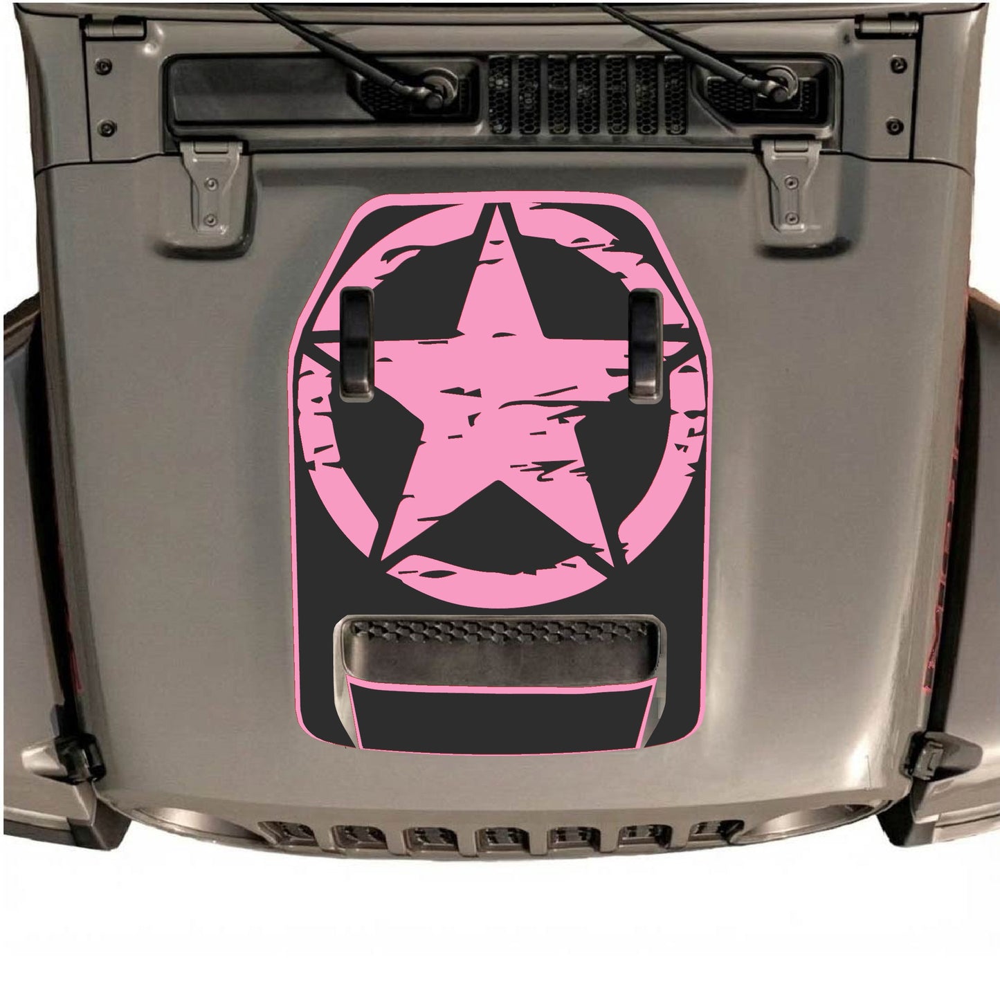 Hood Panel Decal/Sticker - Full Star with Border Graphic Decal Graphic Kit - For Jeep JL JLU 392 2018 - Premium Vinyl