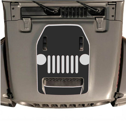 Hood Panel Decal/Sticker - Full Center Grill with Border Graphic Decal Graphic Kit - For Jeep JL JLU 392 2018 - Premium Vinyl