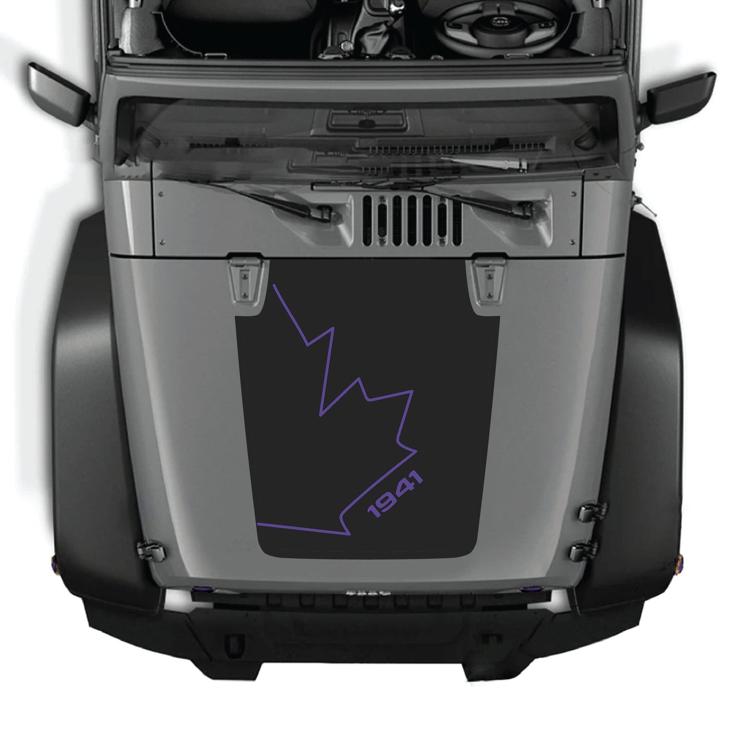 Canadian full leaf hood decal sticker for Jeep Wrangler JK JKU 2007-2018, made of premium vinyl by CarCode.