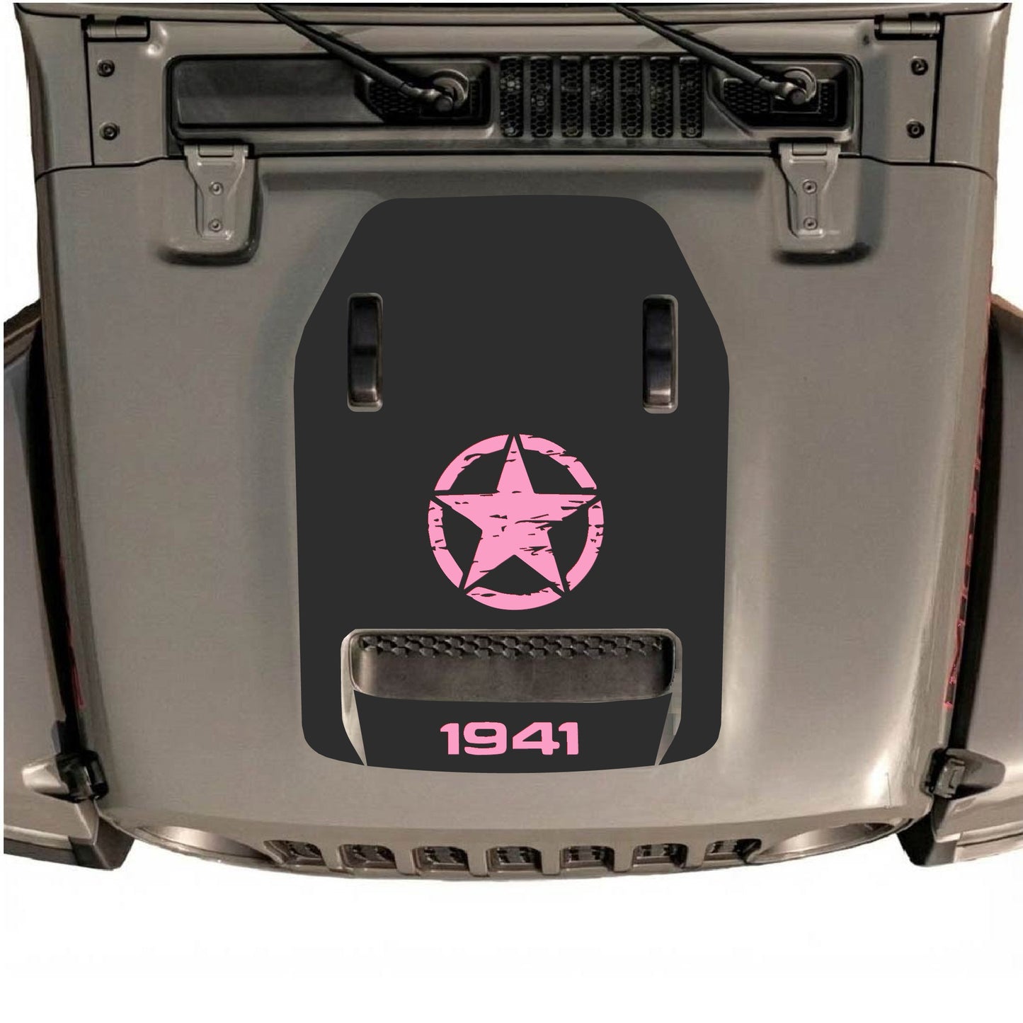 Hood Panel Decal/Sticker - 1941 Center Star Graphic Decal Graphic Kit - For Jeep JL JLU 392 2018 - Premium Vinyl