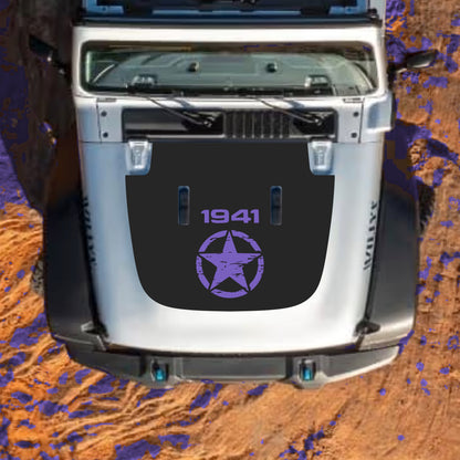 Hood Panel Decal/Sticker - Full Star 1941 Graphic Decal Graphic Kit - For Jeep JL JLU Sahara 2018-2025 - Premium Vinyl