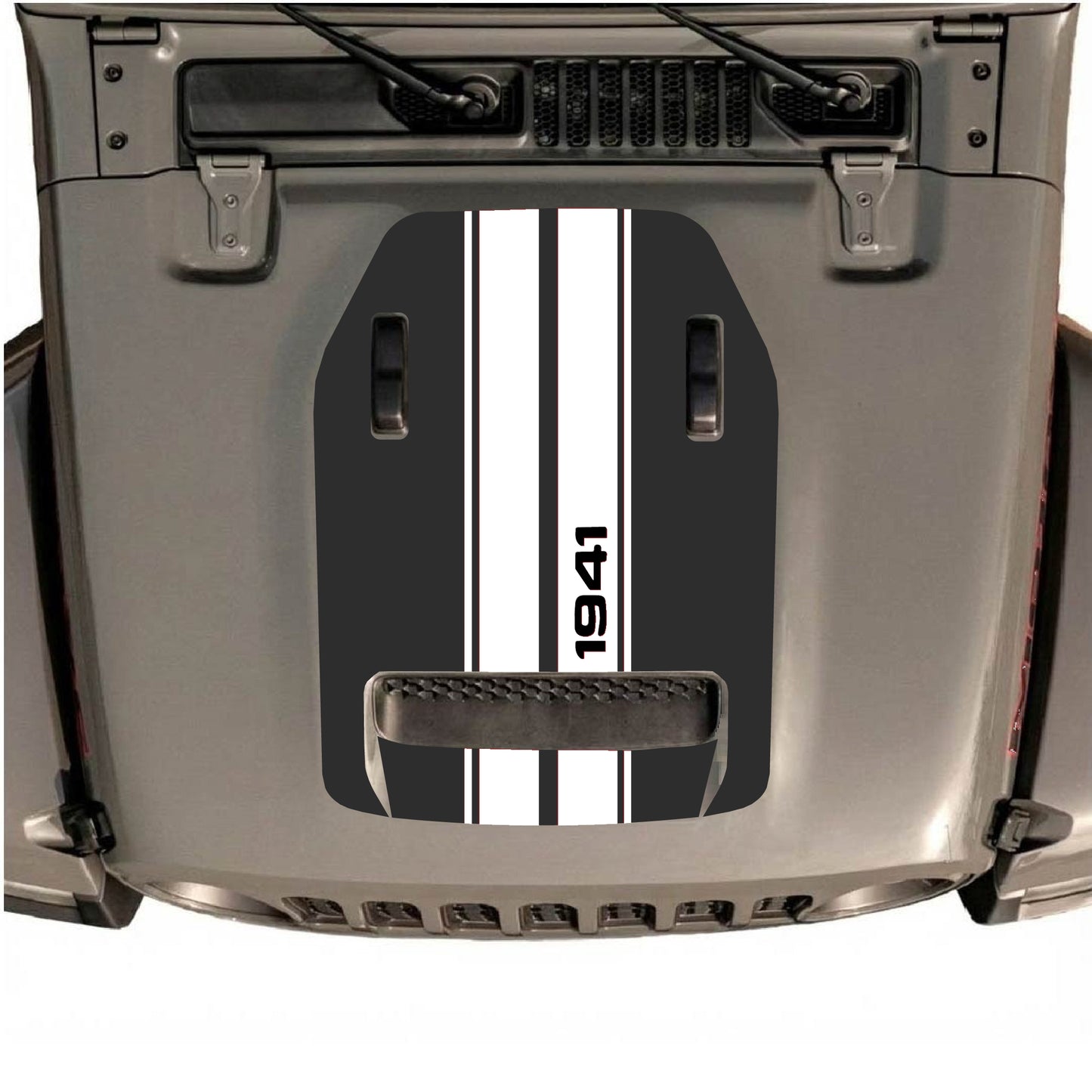 Hood Panel Decal/Sticker - 1941 Stripes Graphic Decal Graphic Kit - For Jeep JL JLU 392 2018 - Premium Vinyl