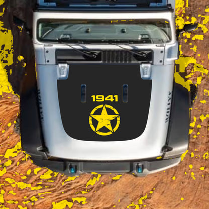 Hood Panel Decal/Sticker - Full Star 1941 Graphic Decal Graphic Kit - For Jeep JL JLU Sahara 2018-2025 - Premium Vinyl