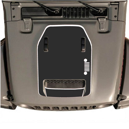 Hood Panel Decal/Sticker - Right Side Grill with Border Graphic Decal Graphic Kit - For Jeep JL JLU 392 2018 - Premium Vinyl