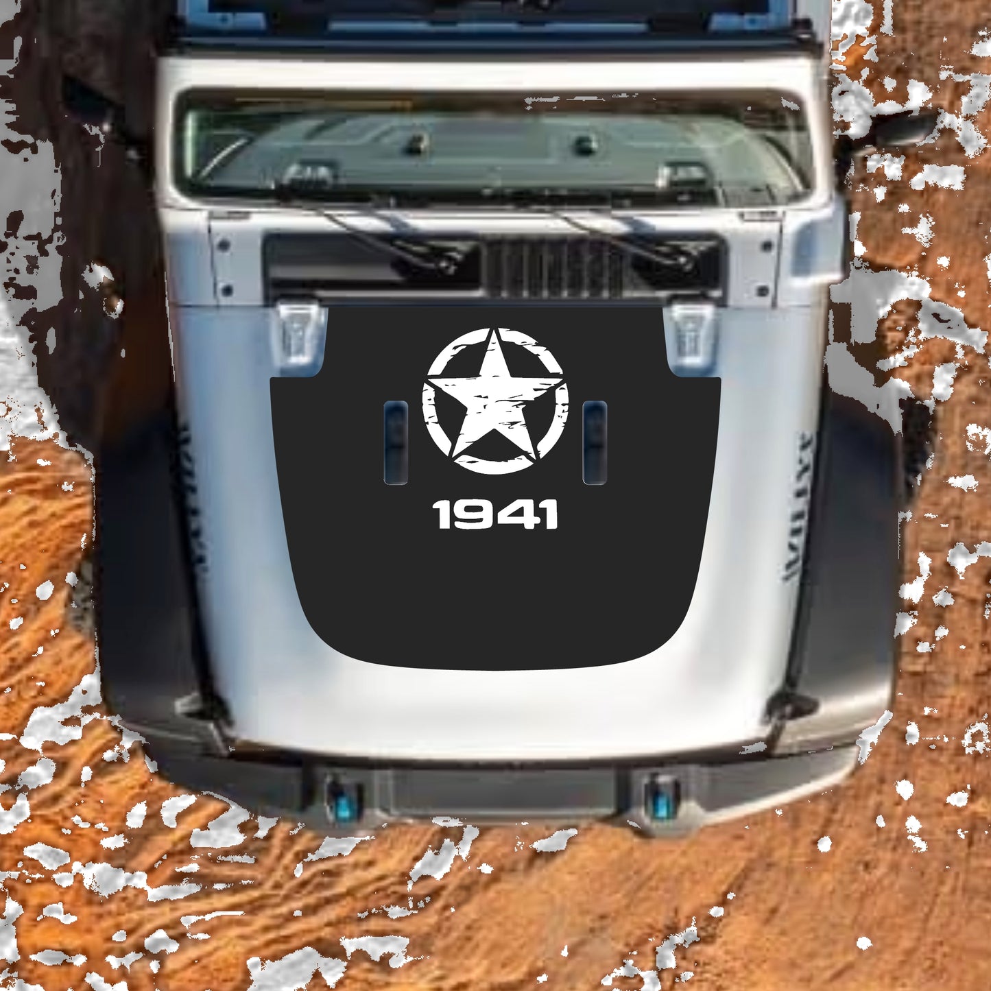 Hood Panel Decal/Sticker - Top Star 1941 Graphic Decal Graphic Kit - For Jeep JL JLU Sahara 2018-2025 - Premium Vinyl
