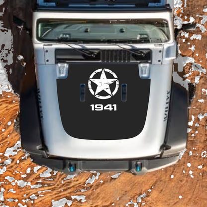 Hood Panel Decal/Sticker - Top Star 1941 Graphic Decal Graphic Kit - For Jeep JL JLU Sahara 2018-2025 - Premium Vinyl