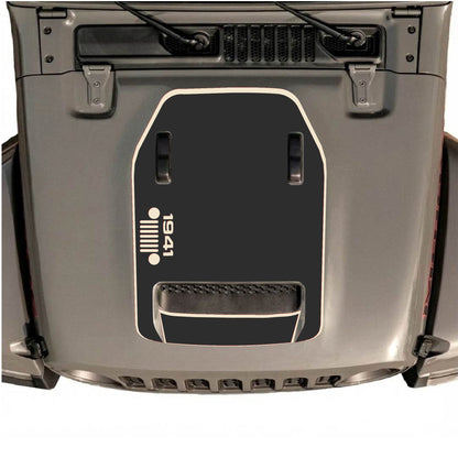 Hood Panel Decal/Sticker - 1941 Left Side Grill with Border Graphic Decal Graphic Kit - For Jeep JL JLU 392 2018 - Premium Vinyl