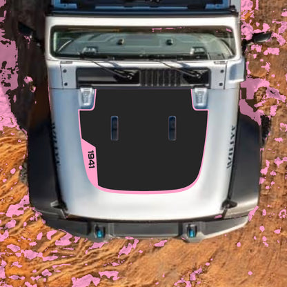 Hood Panel Decal/Sticker - Left Side 1941 with Border Graphic Decal Graphic Kit - For Jeep JL JLU Sahara 2018-2025 - Premium Vinyl