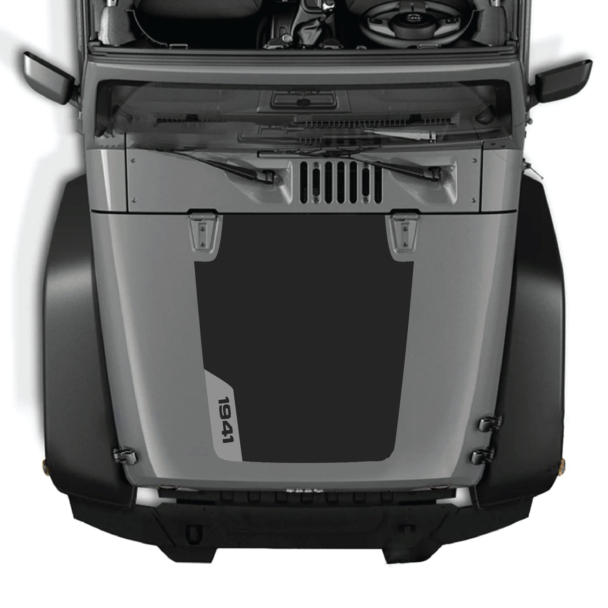 Left side hood decal sticker for Jeep Wrangler JK JKU 2007-2018, CarCode 1941 graphic kit in premium vinyl.
