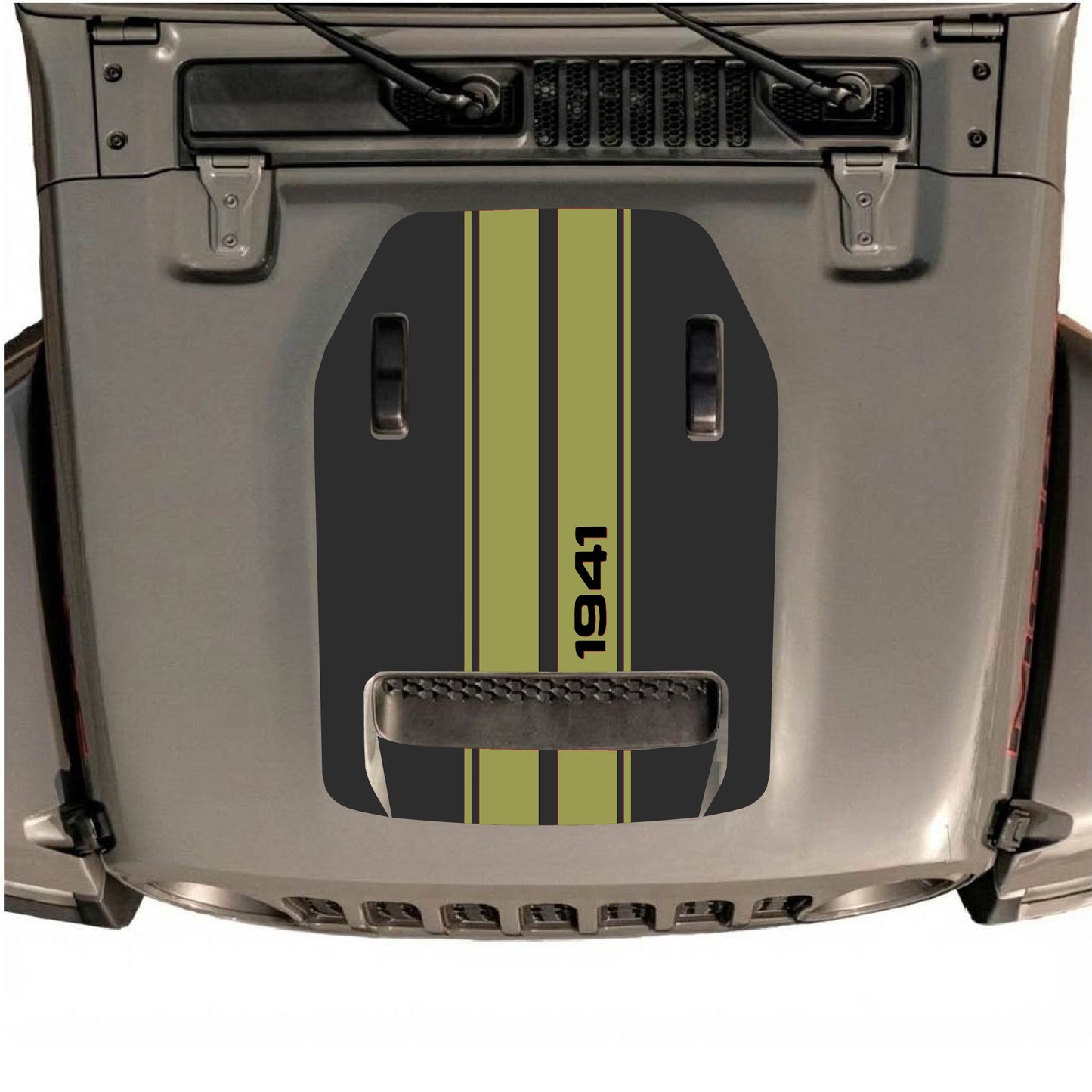 Hood Panel Decal/Sticker - 1941 Stripes Graphic Decal Graphic Kit - For Jeep JL JLU 392 2018 - Premium Vinyl