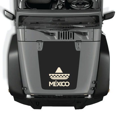 CarCode Mexico hood decal sticker for Jeep Wrangler JK JKU 2007-2018, premium vinyl graphic kit on hood panel.