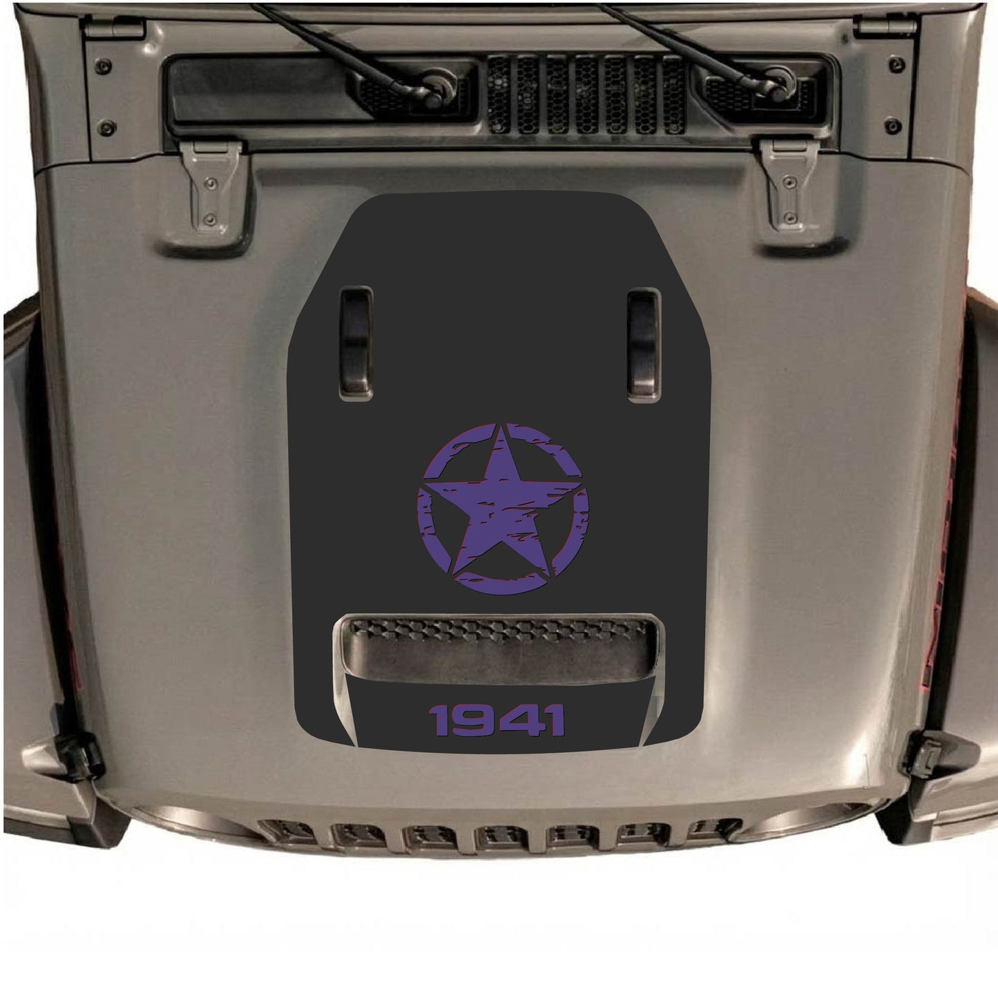 Hood Panel Decal/Sticker - 1941 Center Star Graphic Decal Graphic Kit - For Jeep JL JLU 392 2018 - Premium Vinyl