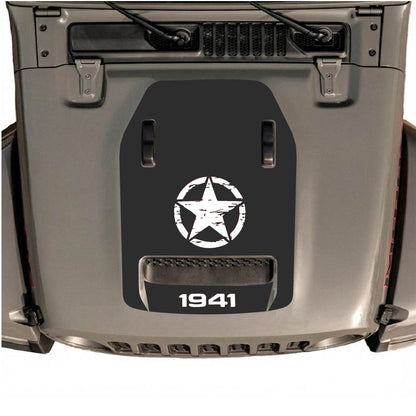 Hood Panel Decal/Sticker - 1941 Center Star Graphic Decal Graphic Kit - For Jeep JL JLU 392 2018 - Premium Vinyl