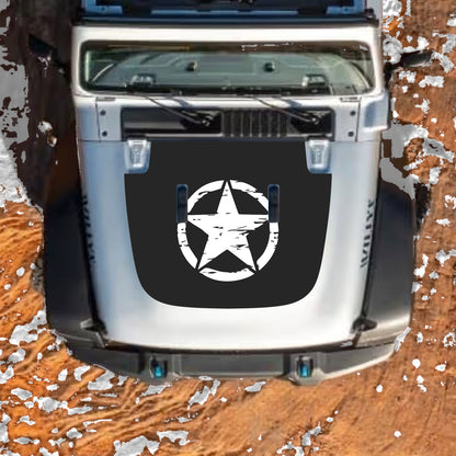 Hood Panel Decal/Sticker - Center Star Graphic Decal Graphic Kit - For Jeep JL JLU Sahara 2018-2025 - Premium Vinyl