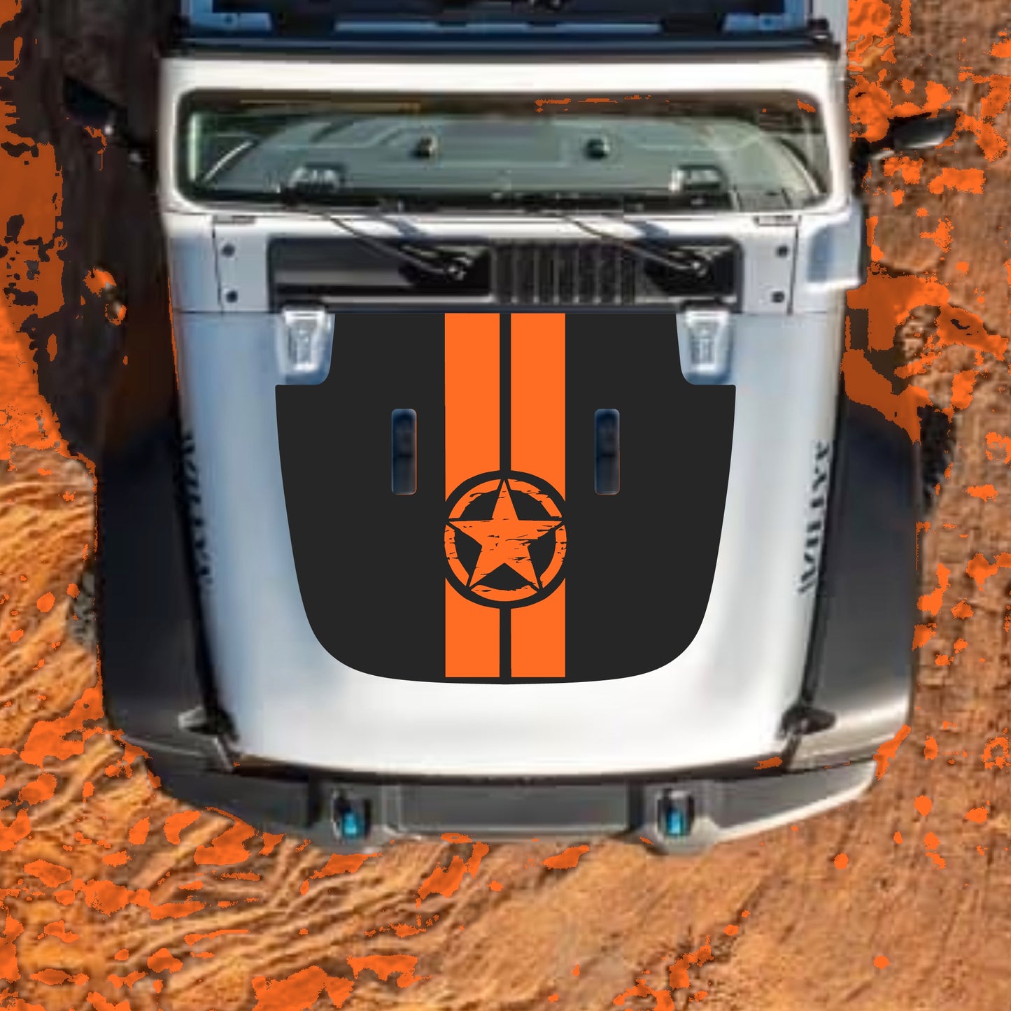 Hood Panel Decal/Sticker - Star and Stripes Graphic Decal Graphic Kit - For Jeep JL JLU Sahara 2018-2025 - Premium Vinyl