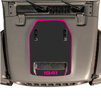 Hood Panel Decal/Sticker - Bottom Cut 1941 with Border Graphic Decal Graphic Kit - For Jeep JL JLU 392 2018 - Premium Vinyl