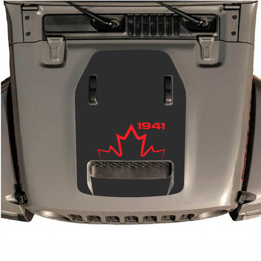Hood Panel Decal/Sticker - 1941 Canada Graphic Decal Graphic Kit - For Jeep JL JLU 392 2018 - Premium Vinyl