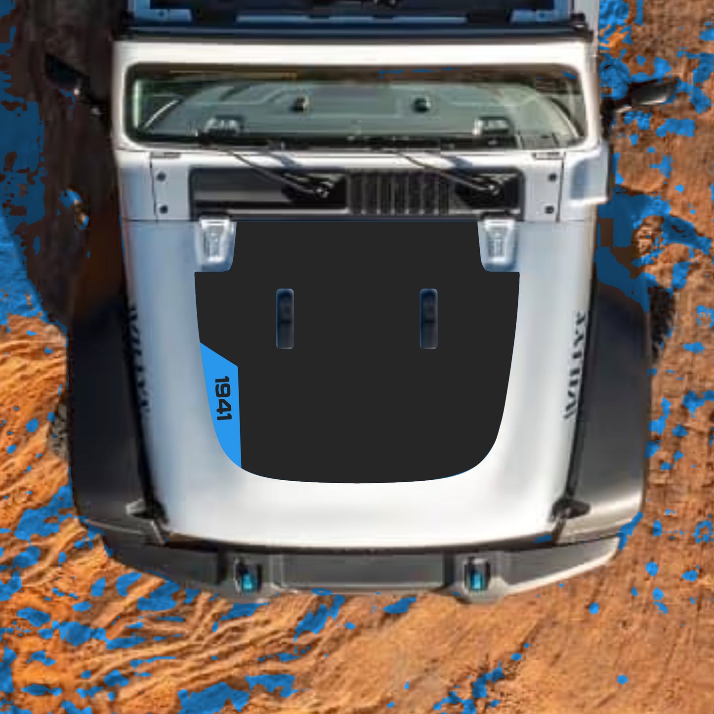 Hood Panel Decal/Sticker - Left Side 1941 Graphic Decal Graphic Kit - For Jeep JL JLU Sahara 2018-2025 - Premium Vinyl