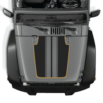Kit de calcomanía para capó CarCode Jeep Wrangler JK JKU con franja negra de vinilo para modelos 2007-2018.