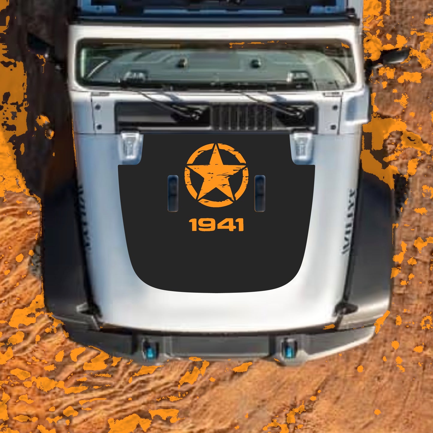 Hood Panel Decal/Sticker - Top Star 1941 Graphic Decal Graphic Kit - For Jeep JL JLU Sahara 2018-2025 - Premium Vinyl