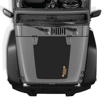 Right side hood decal graphic kit for Jeep Wrangler JK JKU 2007-2018, made of premium vinyl, featuring bold grill design by CarCode.