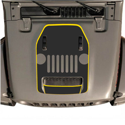 Hood Panel Decal/Sticker - Full Center Grill with Border Graphic Decal Graphic Kit - For Jeep JL JLU 392 2018 - Premium Vinyl