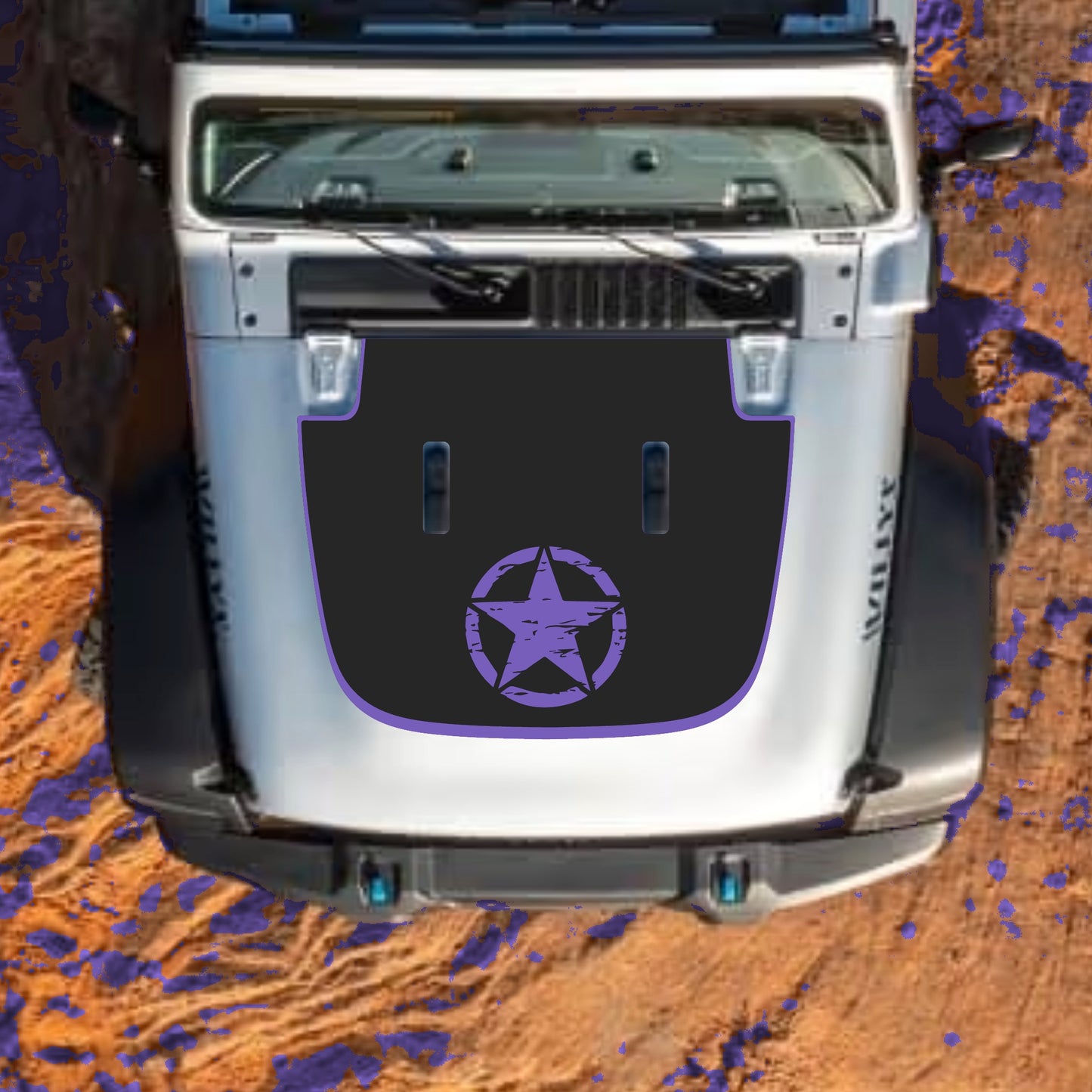Hood Panel Decal/Sticker - Full Star with Border Graphic Decal Graphic Kit - For Jeep JL JLU Sahara 2018-2025 - Premium Vinyl