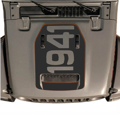 Hood Panel Decal/Sticker - 1941 with Border Graphic Decal Graphic Kit - For Jeep JL JLU 392 2018 - Premium Vinyl