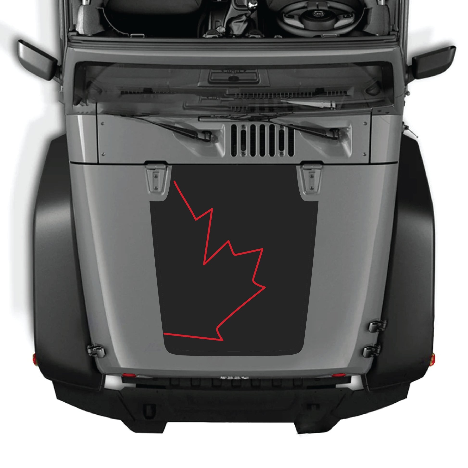 Canada full leaf hood decal graphic kit for Jeep Wrangler JK JKU 2007-2018, made of premium vinyl.