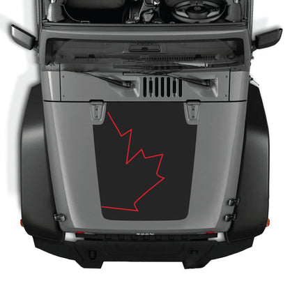 Canada full leaf hood decal graphic kit for Jeep Wrangler JK JKU 2007-2018, made of premium vinyl.