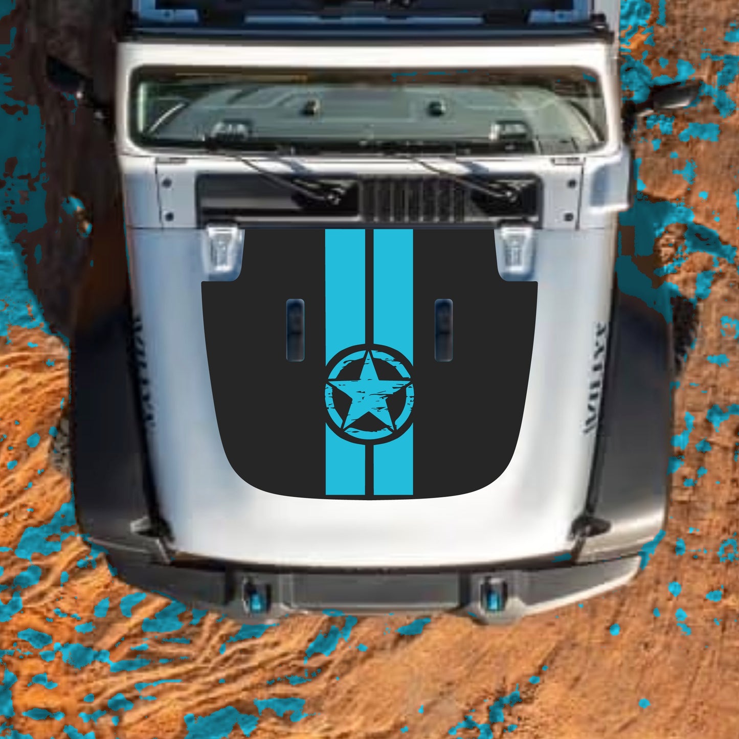 Hood Panel Decal/Sticker - Star and Stripes Graphic Decal Graphic Kit - For Jeep JL JLU Sahara 2018-2025 - Premium Vinyl